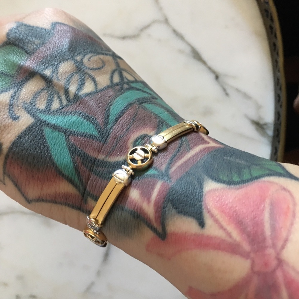 Vintage Fashion bracelet, 14k white & yellow gold - Picture 5 of 13